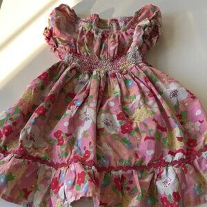 Floral Pink Dress with Ruffle Sleeves